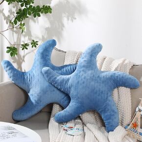 Fumete Starfish Pillow Beach Starfish Shaped Throw Pillows 20'' Star Fish Stuffed Animal Cute Plush Coastal Decor Ocean Star Pillow Plush Cushion for Kid Bedroom Living Room Sofa Couch (Blue, 2 Pcs) in Kuwait