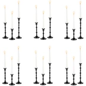 Black Candlestick Holders Candle Holder - Set of 3 Taper Candle Sticks Long Holder, Tall Candle Stand Bulk Candlestick Holders for Table Centerpiece, Party, Home Decor, Fits 3/4 inch Thick Candles