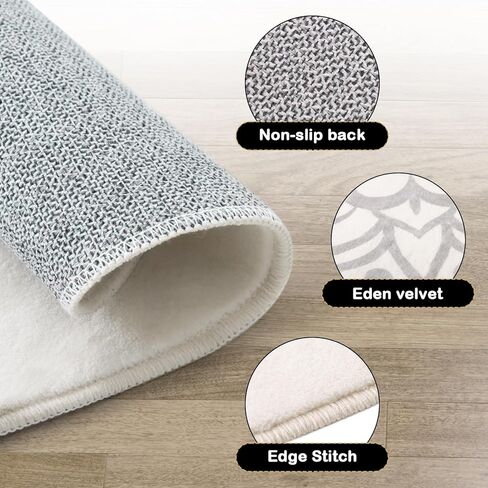 Carvapet 2' Small Round Area Rug Chic Boho Mandala Print Circle Rugs Non Slip Machine Washable Floor Mat Soft Throw Rug for Powder Room Entryway Bathroom Nursery Bedside Floor Decor Black Ivory in Kuwait