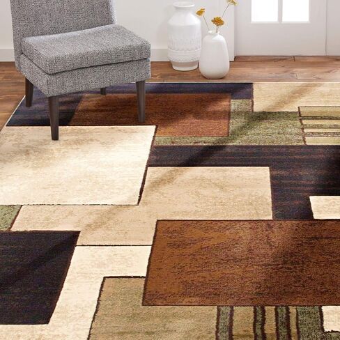 Home Dynamix Tribeca Mason Contemporary Geometric Area Rug, Brown/Red, 5'2"x7'2" in Saudi Arabia
