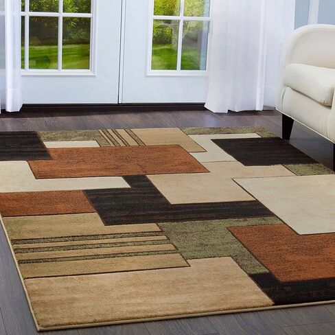 Home Dynamix Tribeca Mason Contemporary Geometric Area Rug, Brown/Red, 5'2"x7'2" in Saudi Arabia