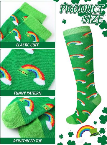 Patelai 6 Pairs St. Patrick's Day Knee High Socks Kid Shamrock Holiday Socks Boys Girls Irish Socks for St. Patrick's Day Party Gift Unisex, 4-8 Years in Saudi Arabia