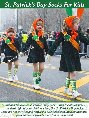 Patelai 6 Pairs St. Patrick's Day Knee High Socks Kid Shamrock Holiday Socks Boys Girls Irish Socks for St. Patrick's Day Party Gift Unisex, 4-8 Years in Saudi Arabia