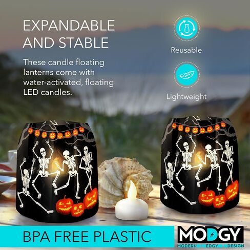 4 فوانيس مضيئة من MODGY - شموع LED عائمة مع بطاريات متضمنة - مصابيح رائعة لحفلات الزفاف والحفلات والباحات والاحتفالات بجميع أنواعها (سالم) in Kuwait
