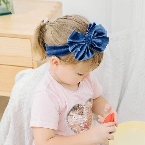 انزوني 9 عبوات من عصابات الرأس المخملية فائقة التمدد معقودة على شكل عمامة اكسسوارات للشعر للفتيات الصغيرات والرضع والأطفال in Kuwait