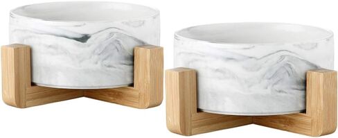 AG-UNICORN Ceramic Pet Bowls with Stand - Dog Cat Water Bowl and Food Dish -Heavy Weighted & No Tip Over Pet Comfort Feeding Bowls -Dishwasher Safe & Easy to Clean in Saudi Arabia