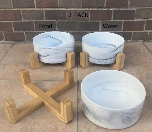 AG-UNICORN Ceramic Pet Bowls with Stand - Dog Cat Water Bowl and Food Dish -Heavy Weighted & No Tip Over Pet Comfort Feeding Bowls -Dishwasher Safe & Easy to Clean in Saudi Arabia