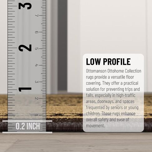 Ottomanson Ottohome Collection Non-Slip Rubberback Bordered Design 3x5 Indoor Area Rug, 3'3" x 5', Brown in Kuwait