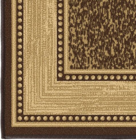 Ottomanson Ottohome Collection Non-Slip Rubberback Bordered Design 3x5 Indoor Area Rug, 3'3" x 5', Brown in Kuwait