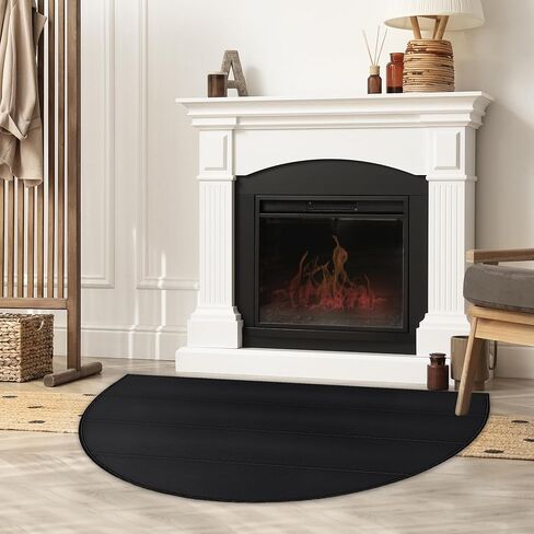 حصيرة مدفأة مقاومة للحريق مقاس 7 مم من TOHONFOO، سجادة نصف دائرية مقاس 24 × 42 بوصة مقاومة للحريق في الأماكن المغلقة تحمي الأرضيات والطوابق والباحات من سباركس إمبرز، أسود in Kuwait
