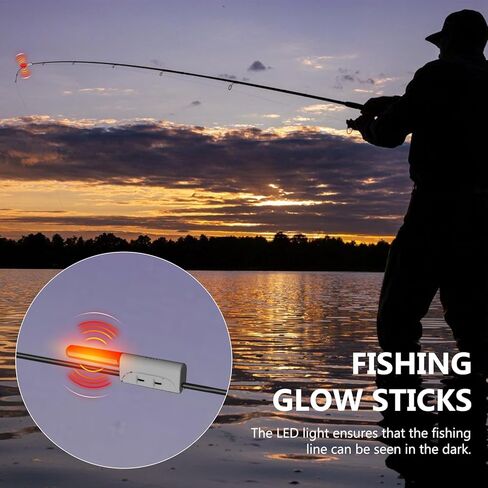 Fishing Glow Sticks LED Fishing Pole Light, 12 Pieces LED Glow Sticks for Fishing Night Fishing Rod Lights Tip LED, Waterproof Glow in The Dark Fishing Pole for Sea Fishing Tackle Rod (Green, Red) in Kuwait