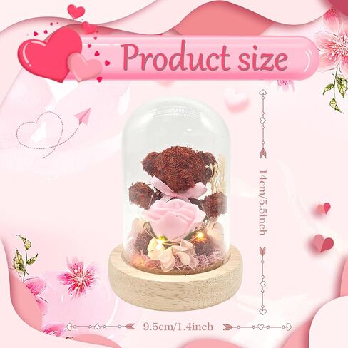 هدايا للنساء، وردة زهرية حقيقية تدوم طويلا في صندوق زجاجي، مصباح زهرة انفينيتي الخالدة هدية مرحة شخصية للصديقة والام والزوجة لعيد الميلاد والزفاف والذكرى السنوية وعيد الحب وعيد الام السعيد in Kuwait