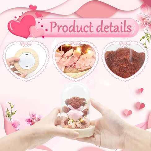 هدايا للنساء، وردة زهرية حقيقية تدوم طويلا في صندوق زجاجي، مصباح زهرة انفينيتي الخالدة هدية مرحة شخصية للصديقة والام والزوجة لعيد الميلاد والزفاف والذكرى السنوية وعيد الحب وعيد الام السعيد in Kuwait