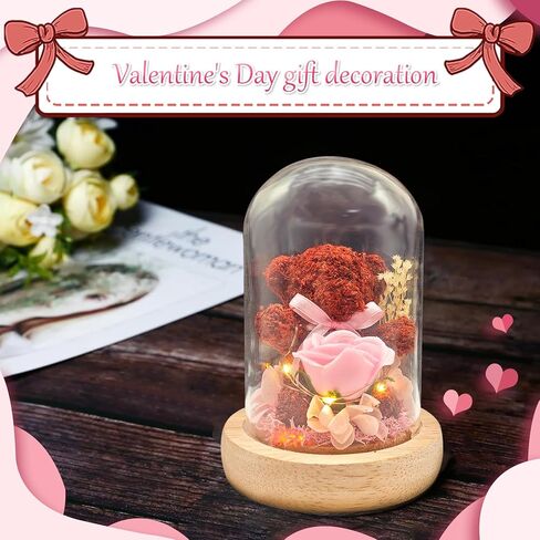 هدايا للنساء، وردة زهرية حقيقية تدوم طويلا في صندوق زجاجي، مصباح زهرة انفينيتي الخالدة هدية مرحة شخصية للصديقة والام والزوجة لعيد الميلاد والزفاف والذكرى السنوية وعيد الحب وعيد الام السعيد in Kuwait