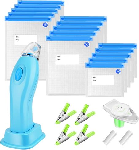 مانع تسرب الهواء المحمول، يتضمن 15 كيسًا مانعًا للتسرب قابلاً لإعادة الاستخدام، وسدادة نبيذ مفرغة، ومشبكين للإغلاق، و4 مشابك فيديو لتخزين الطعام، والحفاظ على النبيذ طازجًا ورطبًا in Kuwait