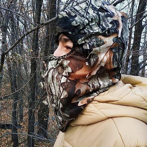Waxaya خفيفة الوزن كامو قناع الوجه القبعات Ghillie التمويه أغطية الرأس ثلاثية الأبعاد الورقية غطاء كامل غطاء الرأس تركيا الصيد الملحقات in Kuwait
