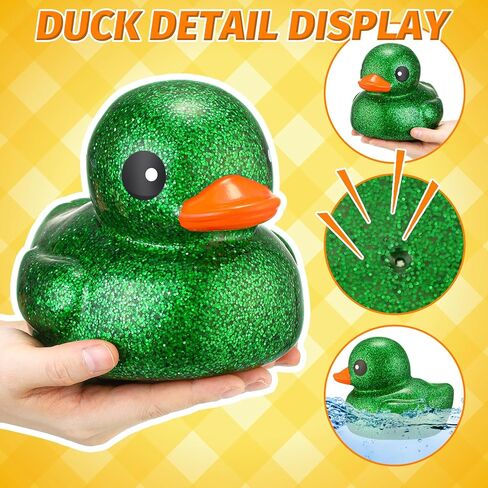 Honoson 6 Pieces Giant Glitter Rubber Ducks 6.89 Inch Big Sparkly Rubber Ducky Jumbo Duck Bathtub Toys with Squeaky Sound for Baby Shower Birthday Party Favor Summer Beach Pool Activity, 6 Colors in Saudi Arabia