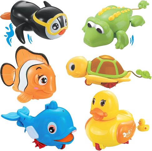 6 PCS Swimming Wind Up Bath Toys - Sea Animals in The Bathtub Windup Motorized Kids Water Bathtime Fun in Saudi Arabia