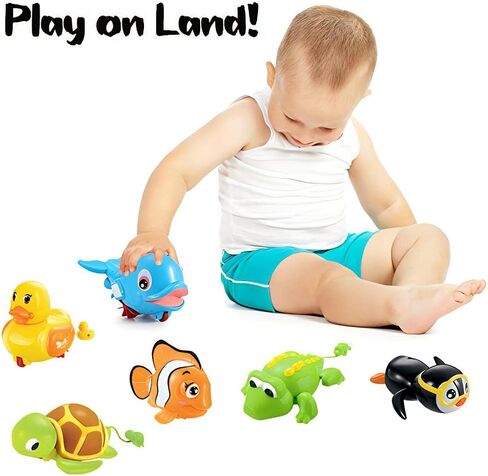 6 PCS Swimming Wind Up Bath Toys - Sea Animals in The Bathtub Windup Motorized Kids Water Bathtime Fun in Saudi Arabia