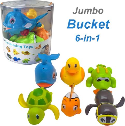 6 PCS Swimming Wind Up Bath Toys - Sea Animals in The Bathtub Windup Motorized Kids Water Bathtime Fun in Saudi Arabia