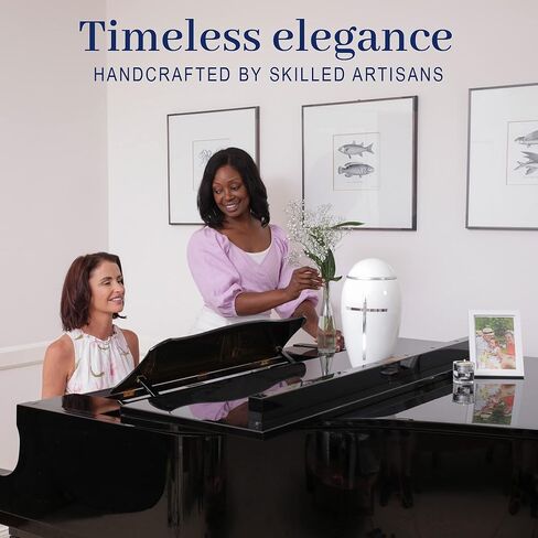 FOVERE - جرة دينية صغيرة للرماد البشري للبالغين من الذكور والإناث - جرة حرق الجثث البيضاء مع صليب فضي - 75 بوصة مكعبة - جرة تذكارية مزخرفة مصنوعة يدويًا مثالية لمشاركة رماد أحبائك in Kuwait