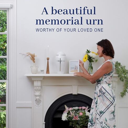 FOVERE - جرة دينية صغيرة للرماد البشري للبالغين من الذكور والإناث - جرة حرق الجثث البيضاء مع صليب فضي - 75 بوصة مكعبة - جرة تذكارية مزخرفة مصنوعة يدويًا مثالية لمشاركة رماد أحبائك in Kuwait