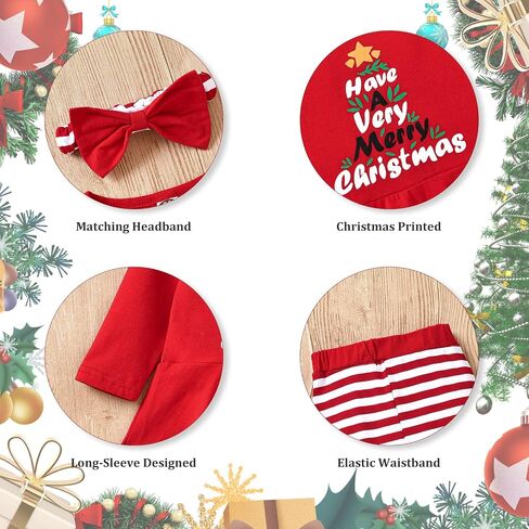 fioukiay Toddler Girls Buffalo Plaid Christmas Outfits 3Pcs Infant Baby Reindeer Tunic Pants Fall Winter Clothes Set in Saudi Arabia