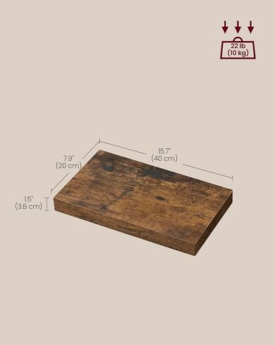 VASAGLE Wall Shelves Set of 3, Floating Shelves, Wall Mounted, 8 x 23.6 x 1.5 Inches, Display Shelves for Picture Frames, Wall Decor, Hanging Shelf for Living Room, Kitchen, Rustic Brown ULWS057B01 in Kuwait