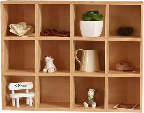 Bernese 12-Slot Rustic Wood Floating Shelves,Rustic Wood Wall Shelves - Small Item Display Unit - Memorabilia Holder in Saudi Arabia