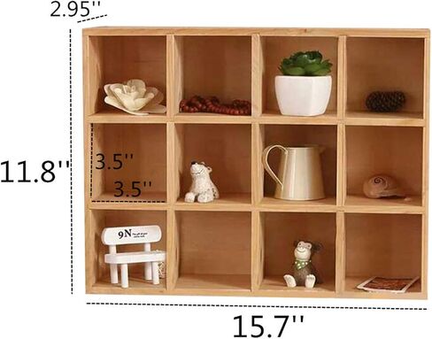 Bernese 12-Slot Rustic Wood Floating Shelves,Rustic Wood Wall Shelves - Small Item Display Unit - Memorabilia Holder in Saudi Arabia