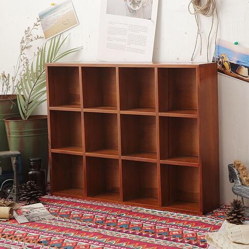Bernese 12-Slot Rustic Wood Floating Shelves,Rustic Wood Wall Shelves - Small Item Display Unit - Memorabilia Holder in Saudi Arabia
