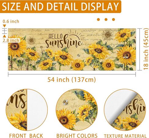 ستارة عباد الشمس للمطبخ مقاس 45.72 سم × 137.16 سم ديكور عباد الشمس جنوم، ستارة نافذة زهرية صفراء رمادية لغرفة المعيشة وغرفة النوم، ستائر جيب قضيب، ستارة معالجة النوافذ in Kuwait