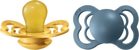 BIBS Supreme Baby Pacifier 2-Pack | Made in Denmark | BPA Free Dummy Soother, Symmetrical Nipple. Natural Rubber Latex, Size 1 (0-6 Months), Mustard / Petrol in Saudi Arabia