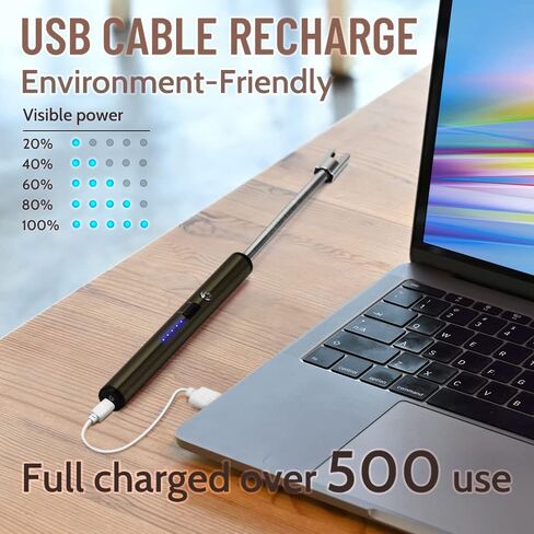 ولاعة بونكاس المرنة بقوس USB ولاعة شموع بلازما قابلة لإعادة الشحن ولاعة مقاومة للرياح طويلة للاستخدام المنزلي والتخييم والطهي والشواء والزيتون الرمادي (الشمعة غير متضمنة) in Kuwait