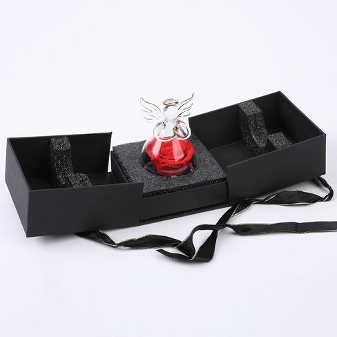 Preserved Flowers with Angel Figurines-Angels with Pretty Roses,Real Rose in Glass Dome,Preserved Rose Gifts for Women on, Valentine's Day, Mother's Day, Birthday (Purple) in Kuwait