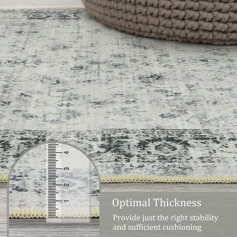 Morebes Vintage Hallway Runner Rug 2x10,Machine Washable Kitchen Runner Rugs Non Skid Washable,Soft Distressed Non-Shedding Carpet Runner for Entryway Foyer Bedside Playroom,Grey in Saudi Arabia