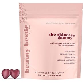 Beauty Bestie The Skincare Gummy for Glowing, Hydrated, Healthy Skin - Beauty and Collagen Blend Enriched with Amla, Vitamin C and Resveratrol. A Vegan Skin Supplement for Women and Men in Saudi Arabia