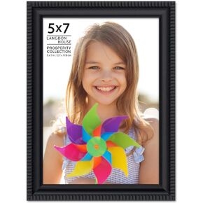 Langdon House 5x7 Black Picture Frame, Contemporary Frame, Wall Mount or Table Top, Prosperity Collection