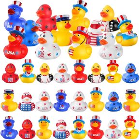 SCIONE Patriotic Rubber Ducks - 24 Pcs Independence Day Novelty Funny Squeeze Baby Shower Bathtub Ducks for Fourth of July Party Supplies in Kuwait