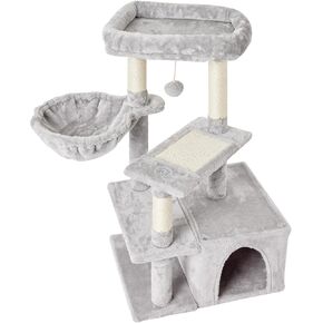 MIAO PAW 14Cat Tree Tower for Indoor Cats - Condo with Sisal Scratching Posts，Jump Platform Cat Furniture Activity Center Play House Bed Grey in Kuwait