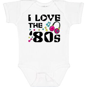 inktastic I Love the '80s-musical Notes Baby Bodysuit