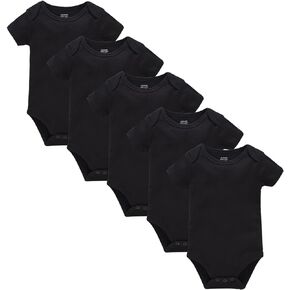 kavkas Short Sleeve Baby Bodysuit Cotton Newborn Clothes Solid Color One Piece Undershirt 5 Pack 0-24 Months in Kuwait