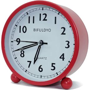 ساعة منبه صامتة من BIFULDYO مقاس 4 بوصات ووظيفة إضاءة، ساعة تناظرية كلاسيكية تعمل بالبطارية (أخضر فاتح)