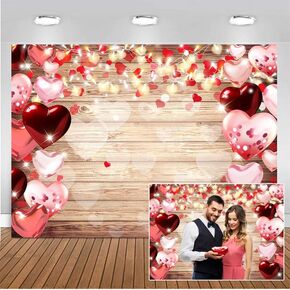 CHAIYA 7x5ft عيد الحب خلفية خلفية خشبية الفينيل الأحمر الحب القلب عيد الحب الخلفيات للتصوير الفوتوغرافي عيد الأم حفلة الزفاف دش عيد الحب الحلوى كعكة الجدول الديكور CY-291 in Saudi Arabia