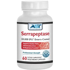 AST Enzymes Serrapeptase 130,000 SPU – 60 Vegetarian Capsules – Premium Natural Systemic Enzymes –Acid-Resistant Serrapeptase