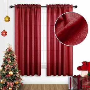 Gold Curtains 84 Inch Length for Living Room 2 Panels Set Rod Pocket Window Decor Semi Sheer Luxury Sparkle Shimmer Shiny Glitter Brown Golden Mustard Curtains for Bedroom 52x84 Long Christmas Decor in Kuwait