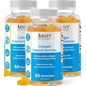 Amire by Dr. Awan Tropical Collagen Gummies, Supports Skin, Joints, and Heart Health, 180ct, 90day Supply