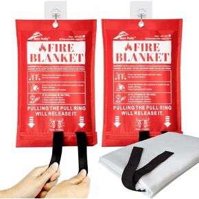 آن كاتي بطانية حريق الطوارئ للمنزل والمطبخ، بطانيات مصنوعة من الألياف الزجاجية مقاومة للحريق مقاس 40 × 40 بوصة للمدرسة، المدفأة، الشواية، السيارة، المكتب، المستودع، 5 عبوات in Kuwait