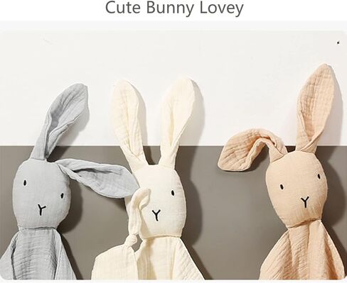 insular Bunny Lovey Blanket for Boys and Girls, Organic Cotton Muslin Security Blanket for Babies, Soft Breathable Lovie Soothing Towel for Newborn and Infant, 2 Pcs Set (Blue&Grey) in Saudi Arabia