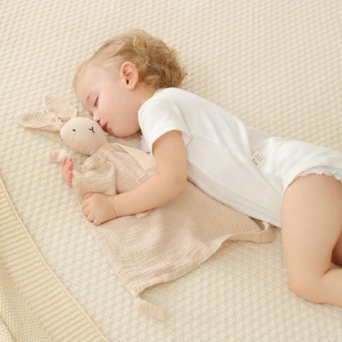 insular Bunny Lovey Blanket for Boys and Girls, Organic Cotton Muslin Security Blanket for Babies, Soft Breathable Lovie Soothing Towel for Newborn and Infant, 2 Pcs Set (Blue&Grey) in Saudi Arabia